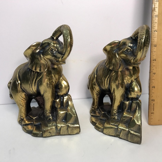 Pair of Brass Elephant Bookends