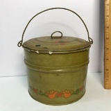Vintage Metal Lidded Grease Bucket