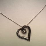 10K Gold Heart Pendant with Clear Stones on an 18” 10K Gold Chain