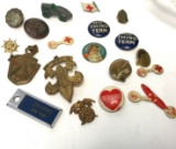 Lot of Cool Vintage Pins, Buttons & Game Piece