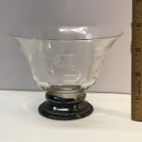 Vintage Etched Glass Dish with Sterling Silver Base