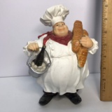 Molded Resin Chef figurine Holding Wine Bucket & Bread