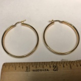 Pair of Gold Over Sterling Silver Milor Italy Large Hoops