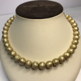 Vintage Gold Tone Signed “WHITING & DAVIS” Beaded Necklace