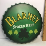 Metal “Blarney Spoken Here” Bottle Cap Style Sign