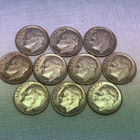 Lot of 10 Silver Dimes