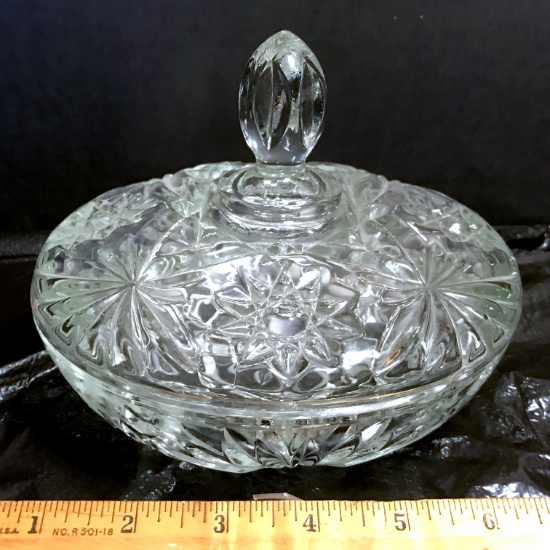 Early American Prescut Lidded Candy Dish by Anchor Hocking