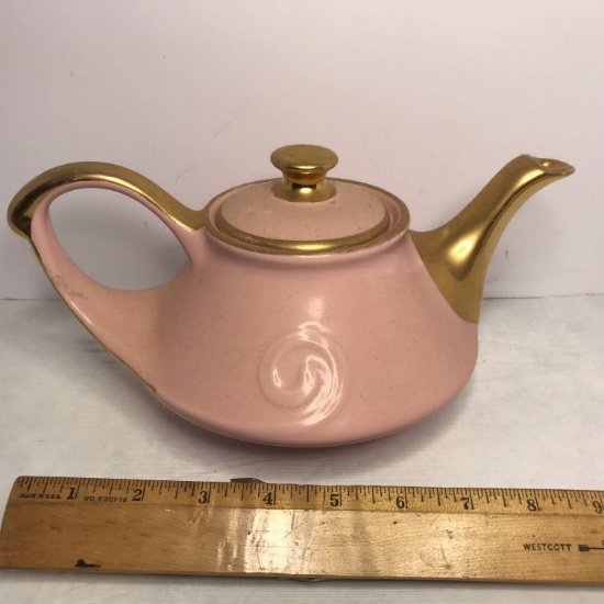 Pink Ceramic Teapot with Gilt Accent