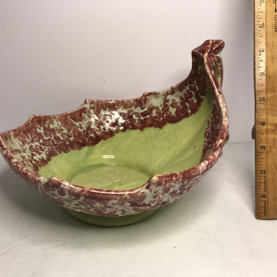 Vintage Signed “McCoy” Pottery Cabbage Leaf Bowl