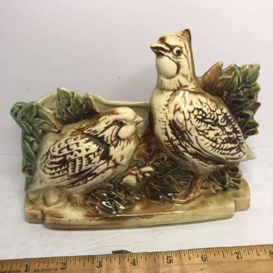 Vintage Signed “McCoy” Pottery Quail Planter