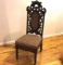 Antique Ornately Carved Tall Back Mahogany Chair with Barley Twisted Sides on 4 Casters