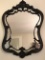 Vintage Ornately Carved Black Glazed Mahogany Wooden Mirror