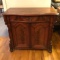 Antique Burled Wood Accent Cabinet with One Hand Dove Tailed Drawer & Skeleton Key