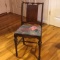 Antique Wooden Curved Back Chair with Upholstered Seat