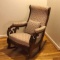 Beautiful Wooden Rocking Chair with Upholstered Seat, Back & Arms