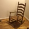 Vintage Oak Rocking Chair with Rush Seat
