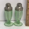 Pair of Vintage Vaseline Glass Salt & Pepper Shakers