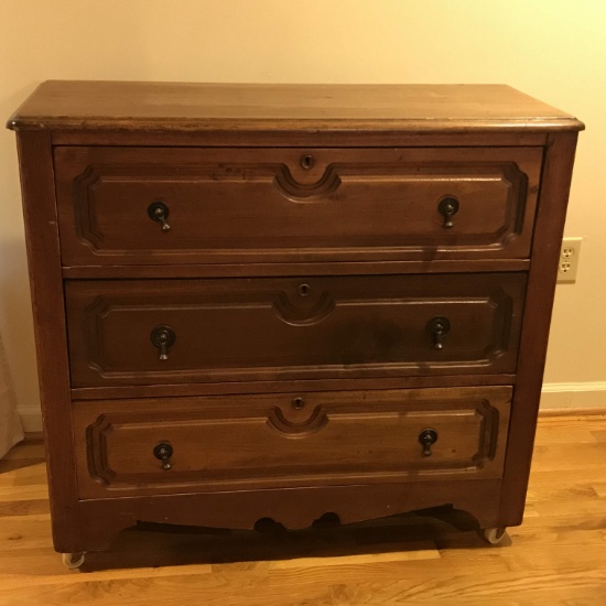 Antique 3 Drawer Chest on Casters