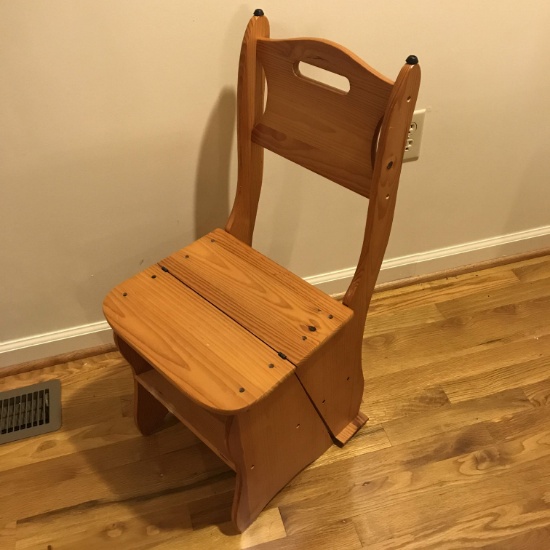 Wooden 2-in-1 Chair Step Ladder