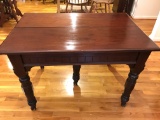 Impressive Antique 5 Leg Dining Table with 4 Leafs on Casters with Protective Pads