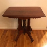 Eastlake Victorian Walnut Parlor Table on Casters