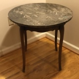 Vintage Round Side Table with Marble Top