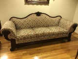 Rolled Arm Victorian Sofa with Beautiful Carvings