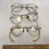 Lot of 3 Vintage Glasses with Gold Filled Frames