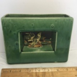 Vintage Signed “McCoy” Pottery Rectangular Planter with Bird Center