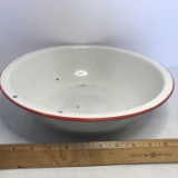 Vintage Red & White Enamel Ware Bowl