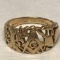 Vintage 14K Gold Hand Carved Masonic Ring Size 10 with Flip-up Compartment on Side
