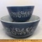 Pair of Vintage Blue Pyrex Nesting Mixing Bowls