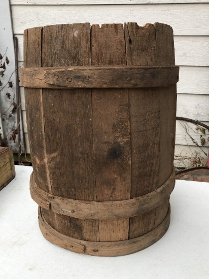 Primitive 17” Tall Wooden Barrel