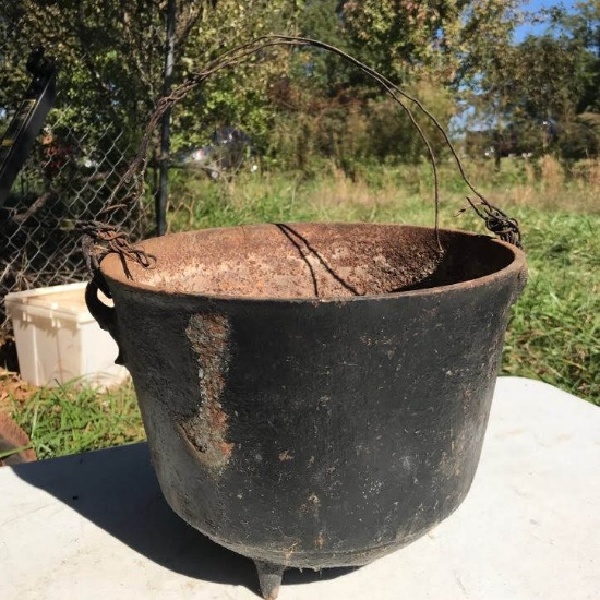 Small Vintage Footed Cast Iron Cauldron