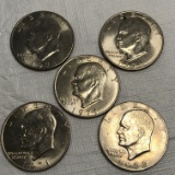 Lot of 5-1971 & 1972 Eisenhower One Dollar Coins