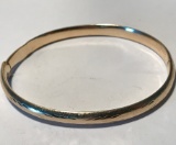 14K Gold Etched & Hinged Bracelet