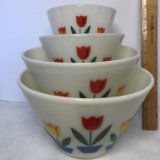 Amazing 4 Pc Fire King Tulip Nesting Bowl Set