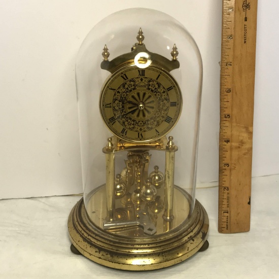 Vintage Kundo Brass Finish Anniversary Dome Clock with Key - Works
