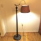 Vintage Wooden Floor Lamp with Adjustable Arm for Positioning Shade