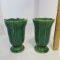 McCoy ( 2 pieces) Green Flare Top Vases; same color, similar design