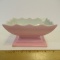 Hull Pink & White Rectangular Pedestal Planter - Scalloped Edges