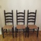 Set of 3 Vintage Ladder Back Wooden Chairs