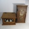 Folk Art (2 Pieces) Onion/Potato Box & Small Cabinet