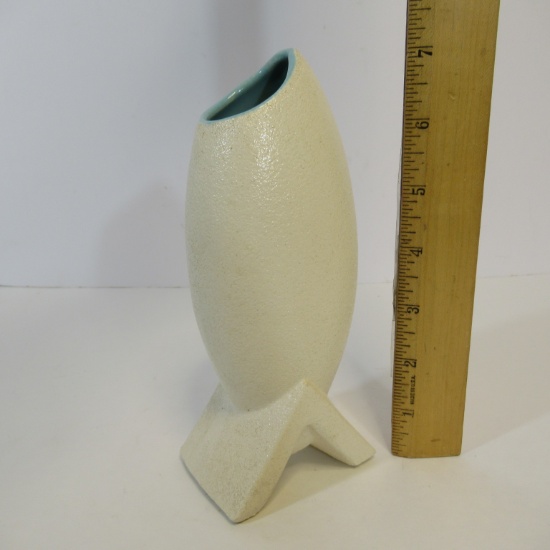 McCoy Turquoise/White "Capri" Rocket Vase - Eggshell Finish