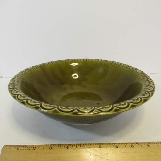 McCoy Greenish Brown Large Bowl with Decorative Rim