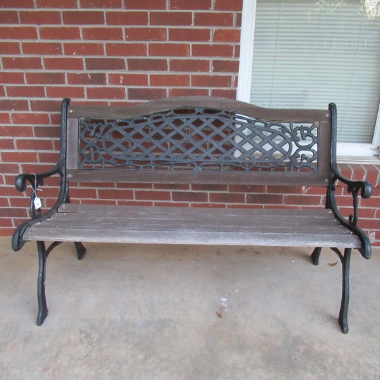 Cast Iron & Wooden Charleston-style Garden Bench