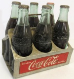 Vintage Metal Coca Cola Handled Carrier with Vintage Unopened Bottles