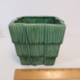 McCoy Square Green Planter - Vertical Stepped Pattern