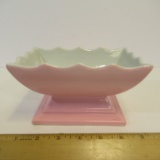 Hull Pink & White Rectangular Pedestal Planter - Scalloped Edges