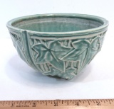 Bowl Green over White Glaze with Ivy Pattern